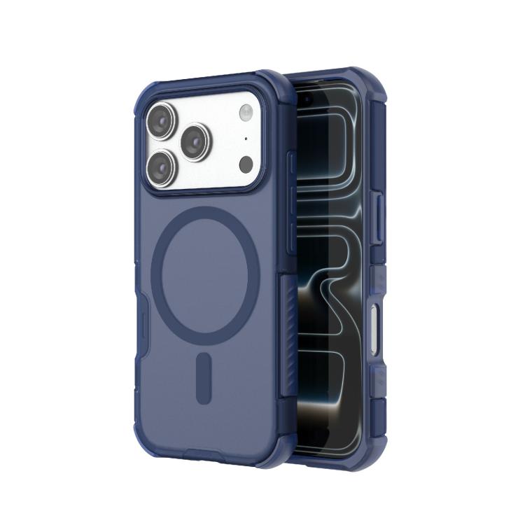 For iPhone 17 Pro Skin-friendly Magnetic PC + TPU Hybrid Shockproof Phone Case(Blue)