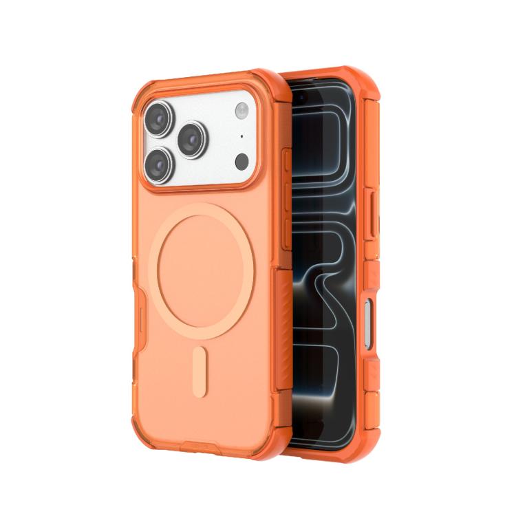 For iPhone 17 Pro Skin-friendly Magnetic PC + TPU Hybrid Shockproof Phone Case(Orange)