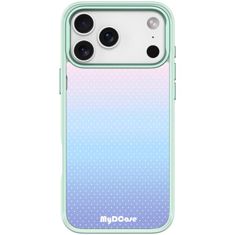 For iPhone 17 Pro Sky Blue Dots Pattern Magnetic Phone Case(Light Green)