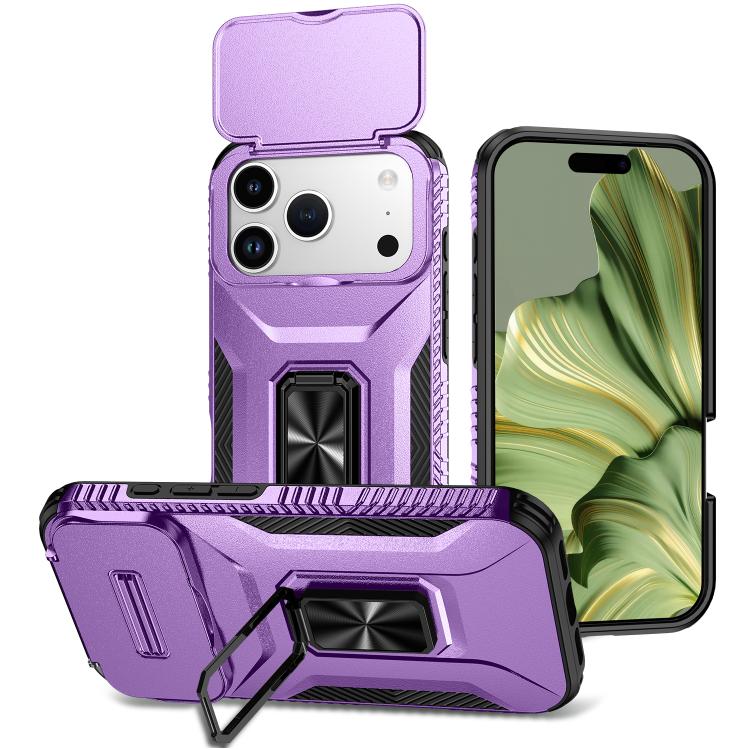 For iPhone 17 Pro Sliding Camshield Holder Phone Case(Purple)