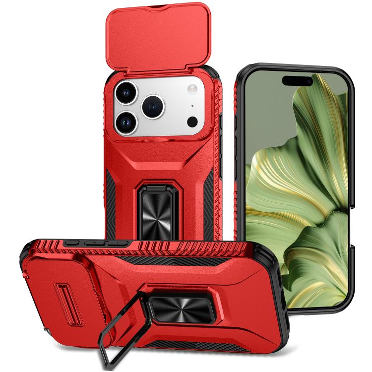 For iPhone 17 Pro Sliding Camshield Holder Phone Case(Red)