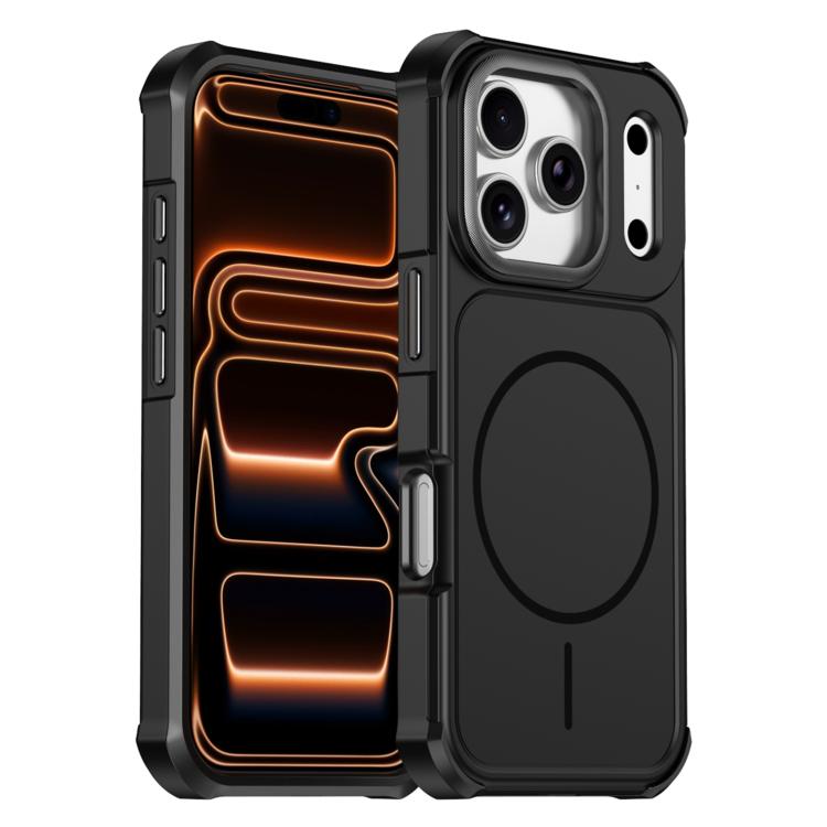For iPhone 17 Pro Solid Color 2 in 1 Magnetic Airbag Shockproof Phone Case(Black)
