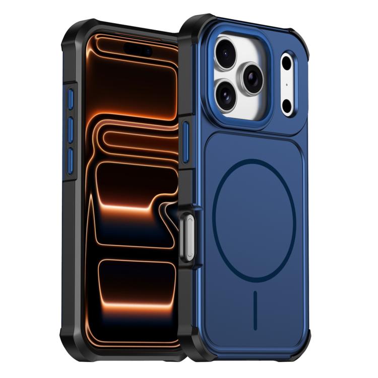 For iPhone 17 Pro Solid Color 2 in 1 Magnetic Airbag Shockproof Phone Case(Blue)