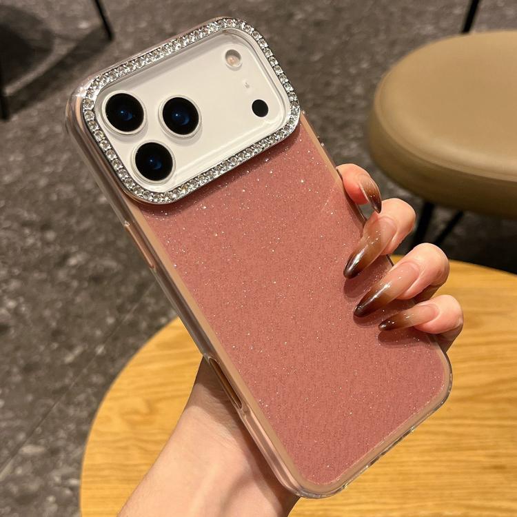 For iPhone 17 Pro Solid Color Glitter & Rhinestone Design Phone Case(Silver)