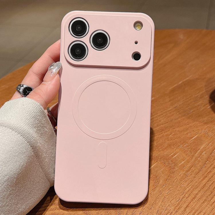 For iPhone 17 Pro Solid Color Liquid Silicone MagSafe Magnetic Phone Case(Pink)
