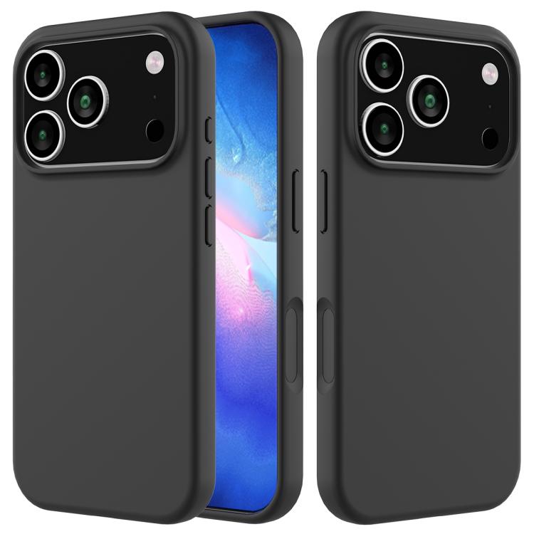 For iPhone 17 Pro Solid Color Silicone Phone Case(Black)
