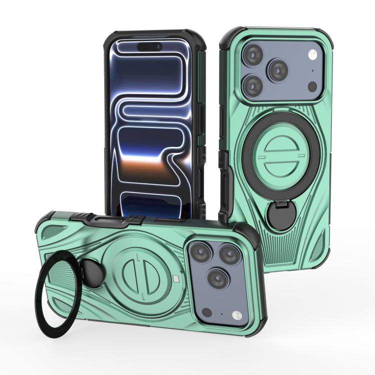 For iPhone 17 Pro Star Ring Metallic Pivot Bracket Magnetic Phone Case(Green)