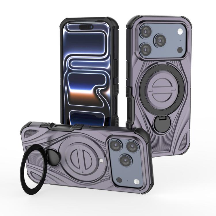 For iPhone 17 Pro Star Ring Metallic Pivot Bracket Magnetic Phone Case(Purple)