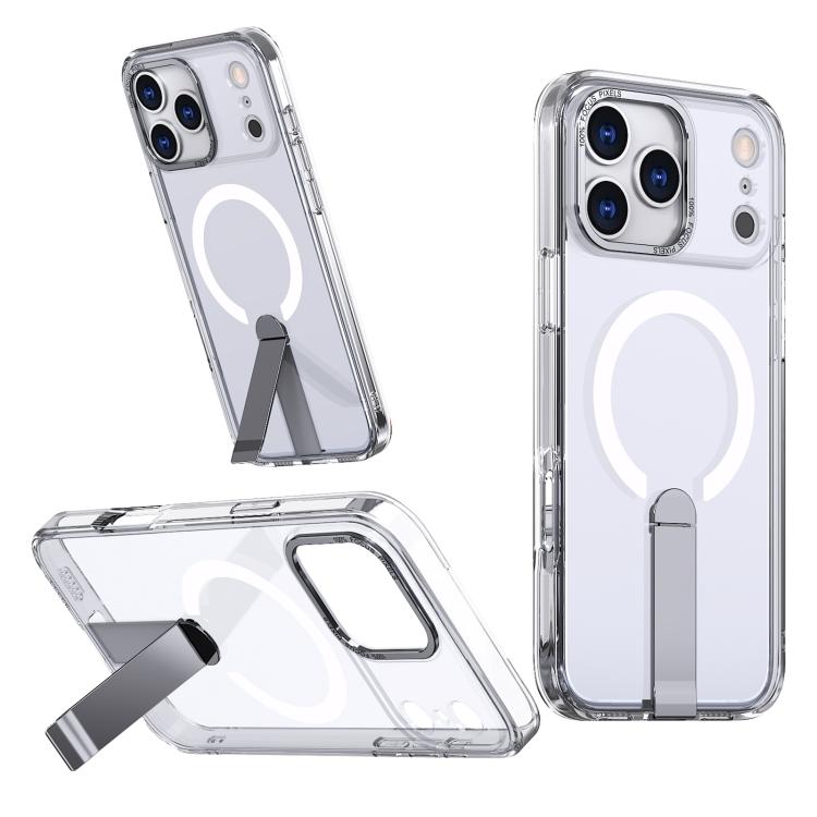 For iPhone 17 Pro Star Shine Series TPU + PC MagSafe Phone Case with Fold Holder(Transparent)