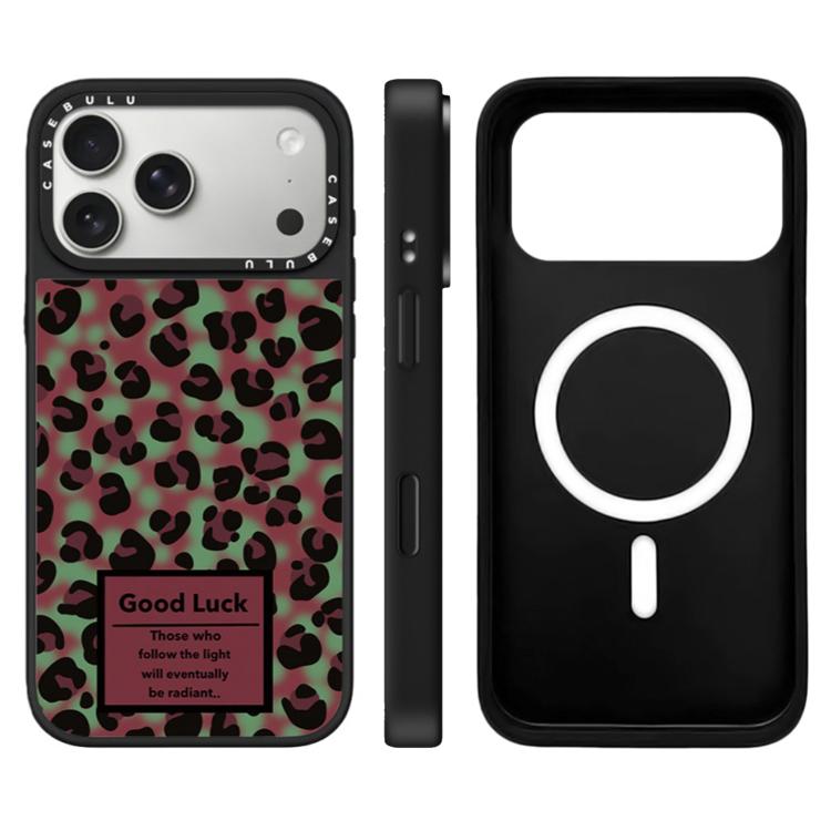 For iPhone 17 Pro Stars Leopard Series Pattern Camera Control Button Mirror Magnetic Phone Case(Green Leopard)