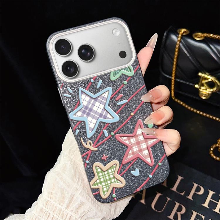 For iPhone 17 Pro Stars Pattern IMD Glitter PC Hybrid TPU Phone Case(Black)