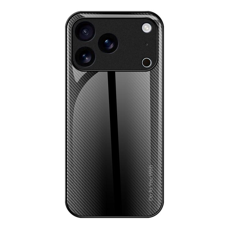 For iPhone 17 Pro Texture Gradient Glass TPU Phone Case(Black)