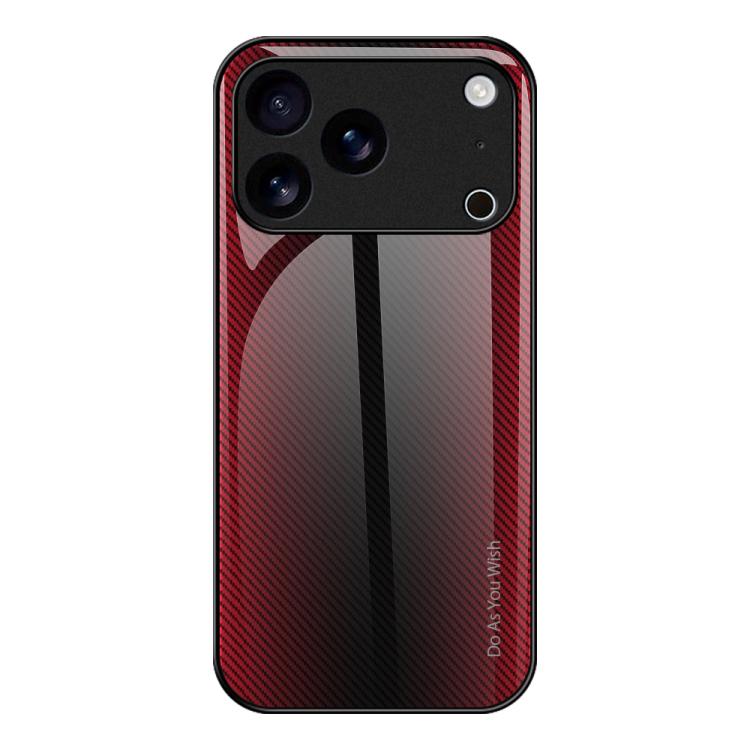 For iPhone 17 Pro Texture Gradient Glass TPU Phone Case(Red)