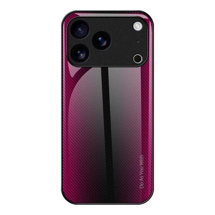 For iPhone 17 Pro Texture Gradient Glass TPU Phone Case(Rose Red)
