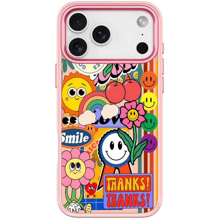 For iPhone 17 Pro Thanks Sunflower Pattern Magnetic Phone Case(Pink)
