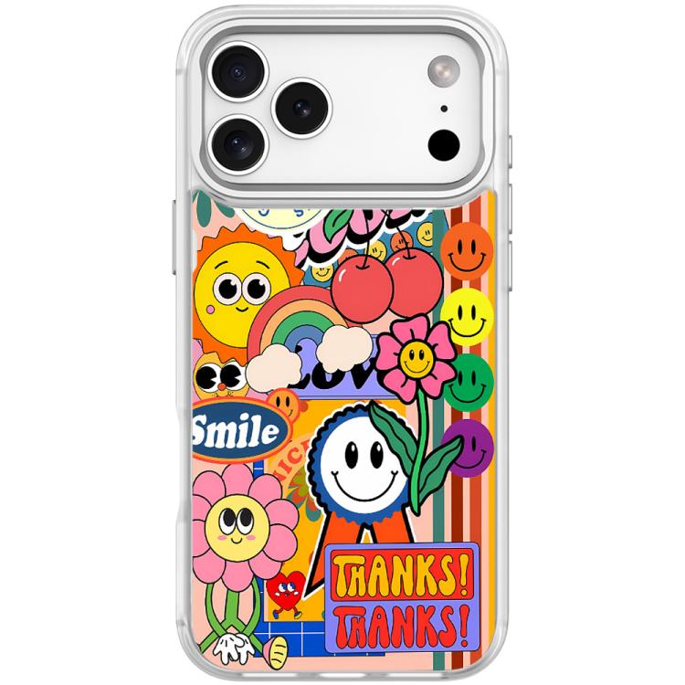 For iPhone 17 Pro Thanks Sunflower Pattern Magnetic Phone Case(Transparent White)