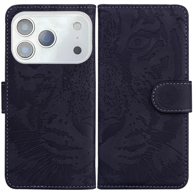 For iPhone 17 Pro Tiger Embossing Pattern Leather Phone Case(Black)