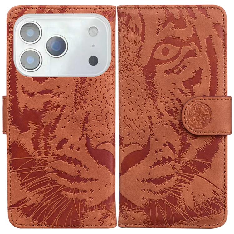 For iPhone 17 Pro Tiger Embossing Pattern Leather Phone Case(Brown)