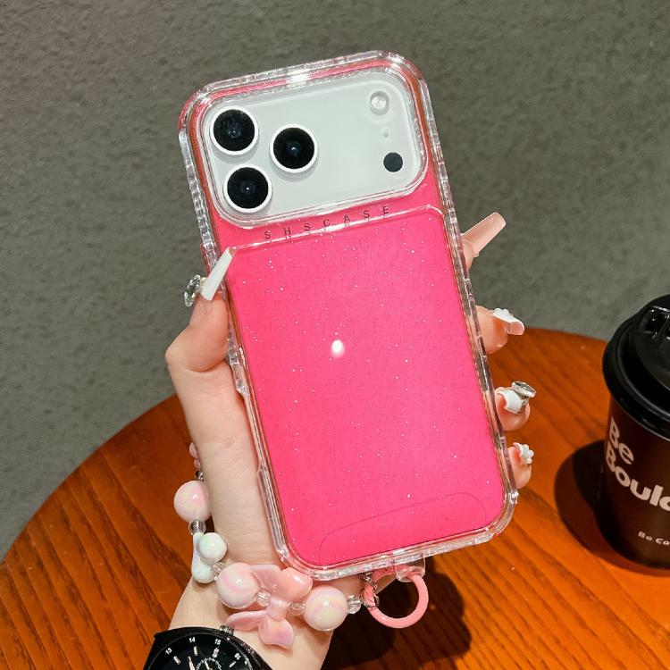 For iPhone 17 Pro TPU + PC + Glitter Sequins Full Coverage Phone Case with Bracelet(Red)