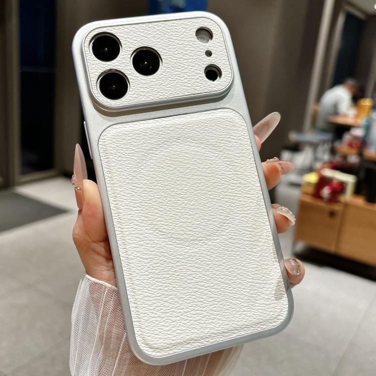 For iPhone 17 Pro Transforms Into 17 Large Window Litchi Texture Magnetic Phone Case(White)