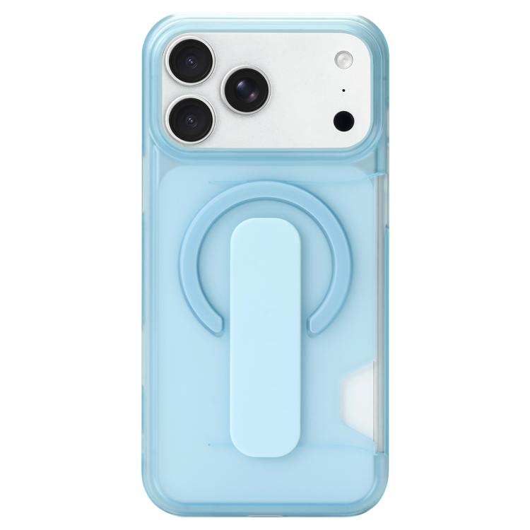 For iPhone 17 Pro Translucent Holder Card Slot Magnetic Phone Case(Sky Blue)