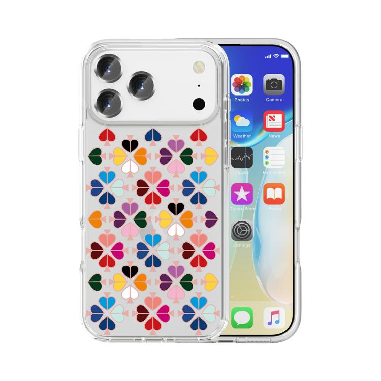 For iPhone 17 Pro Transparent Crystal Red Heart Pattern Phone Case(Transparent)