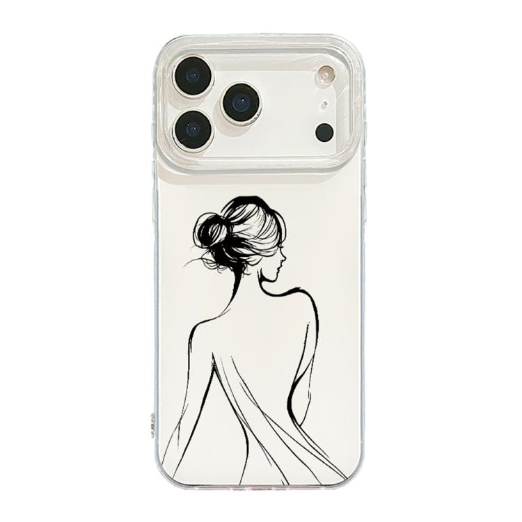 For iPhone 17 Pro Transparent Frame IMD Cream Phone Case(Line Beautiful Back)