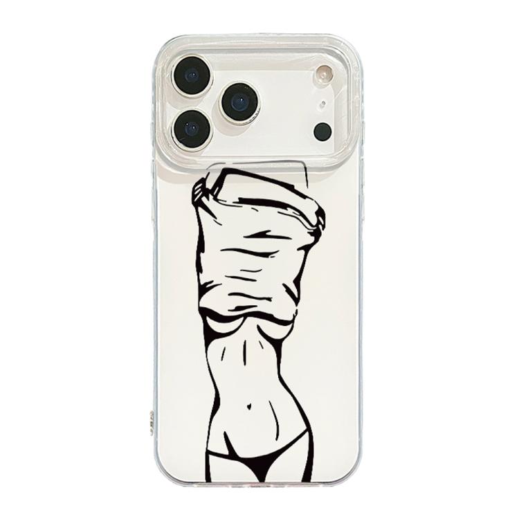 For iPhone 17 Pro Transparent Frame IMD Cream Phone Case(Line Girl)