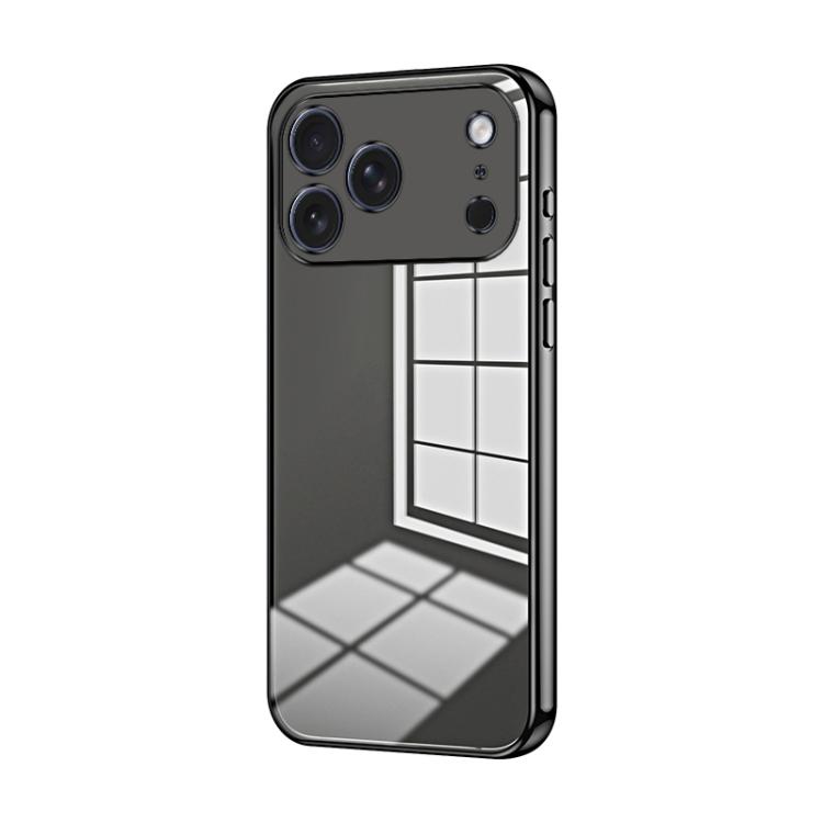 For iPhone 17 Pro Transparent Plating Fine Hole Phone Case(Black)