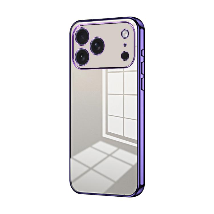 For iPhone 17 Pro Transparent Plating Fine Hole Phone Case(Purple)