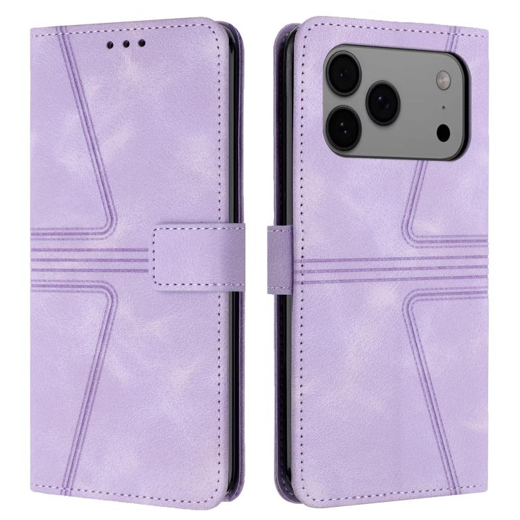 For iPhone 17 Pro Triangle Solid Color Leather Phone Case(Purple)