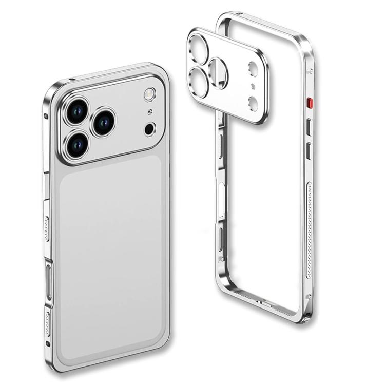 For iPhone 17 Pro Ultra-Thin Alloy Metal Frame Shockproof Phone Case with Lens Frame(Silver)