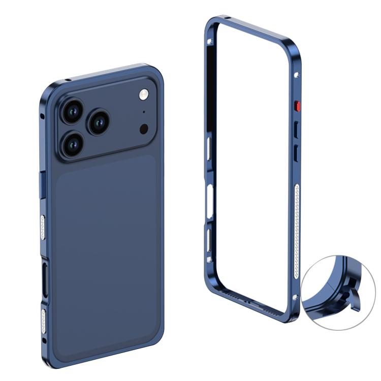 For iPhone 17 Pro Ultra-Thin Alloy Metal Frame Shockproof Phone Case(Blue)