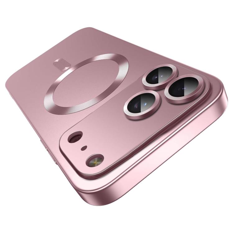 For iPhone 17 Pro Ultra thin Metallic TPU MagSafe Phone Case with Lens Film(Pink)