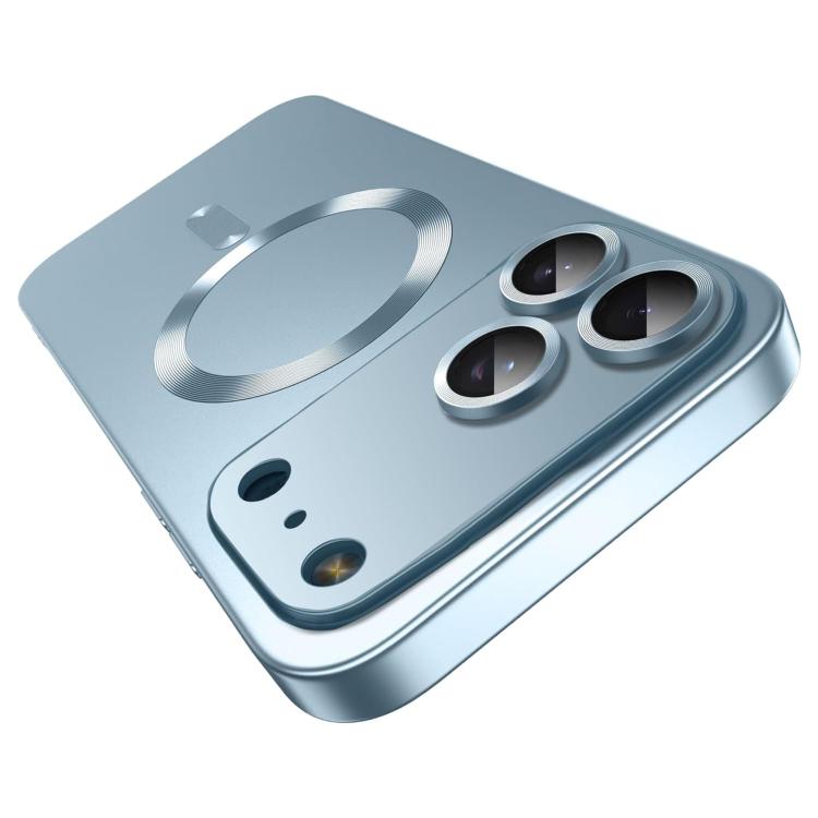For iPhone 17 Pro Ultra thin Metallic TPU MagSafe Phone Case with Lens Film(Sierra Blue)