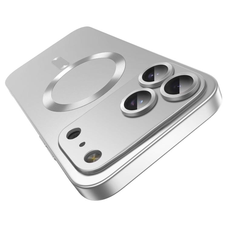 For iPhone 17 Pro Ultra thin Metallic TPU MagSafe Phone Case with Lens Film(Silver)