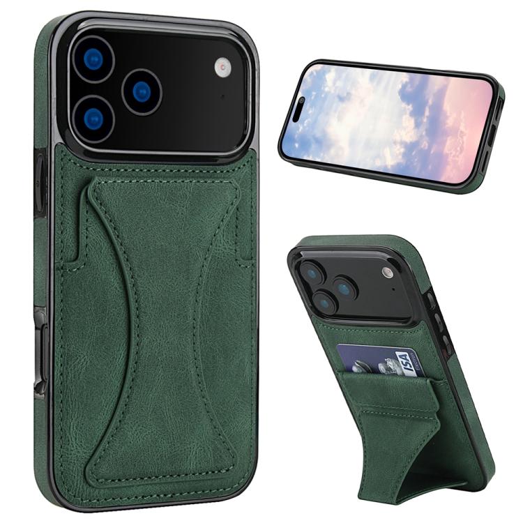 For iPhone 17 Pro Ultra-thin Shockproof Phone Protective Case with Holder(Green)