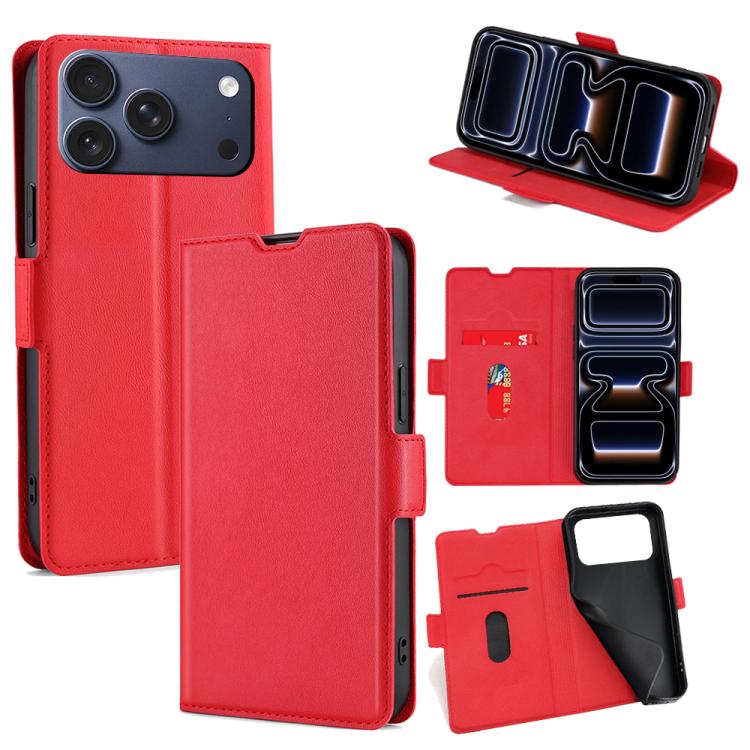 For iPhone 17 Pro Ultra-thin Voltage Side Buckle Horizontal Flip Leather Phone Case(Red)