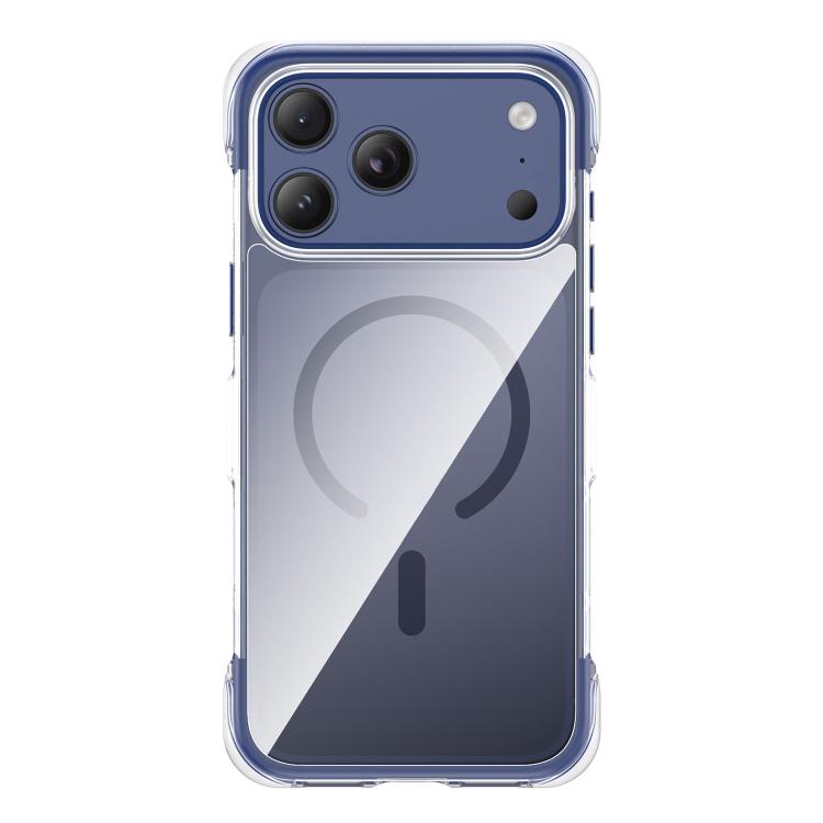 For iPhone 17 Pro Vacuum-Sealed Transparent Airbag Magnetic Acrylic Phone Case(Blue)