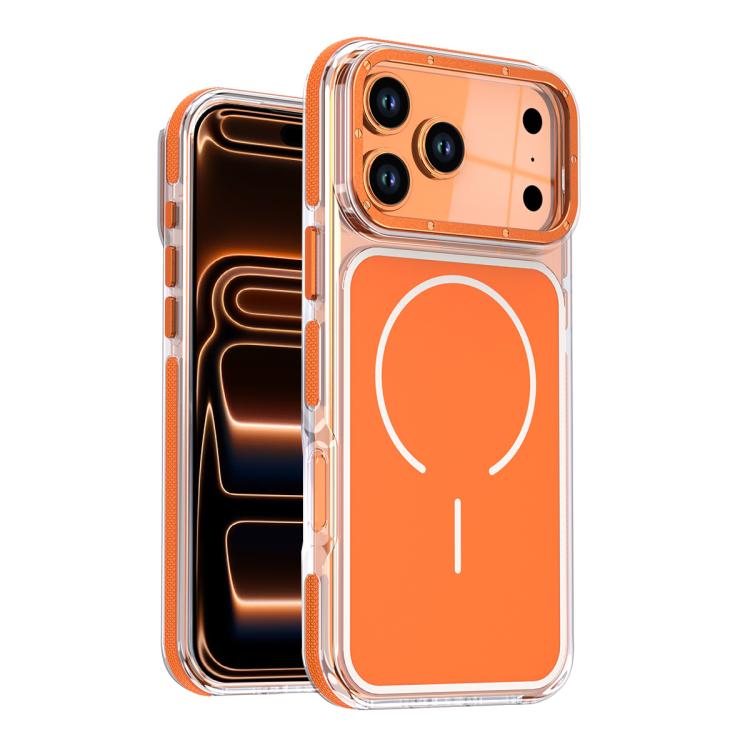 For iPhone 17 Pro Vibrant Dual-color TPU + Acrylic Magnetic Phone Case(Orange)