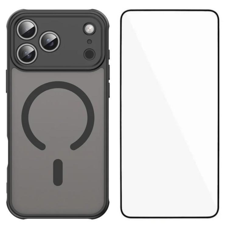 For iPhone 17 Pro WANLONFENG FD Series Skin Touch Magnetic Phone Case with Screen Film(Black)