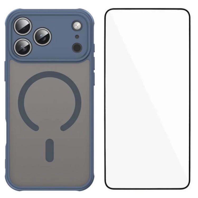 For iPhone 17 Pro WANLONFENG FD Series Skin Touch Magnetic Phone Case with Screen Film(Blue)