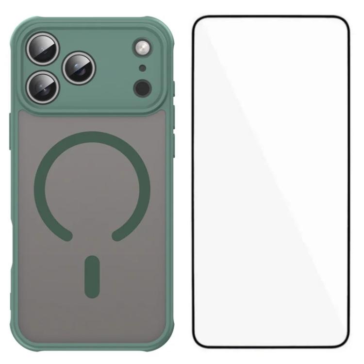 For iPhone 17 Pro WANLONFENG FD Series Skin Touch Magnetic Phone Case with Screen Film(Green)