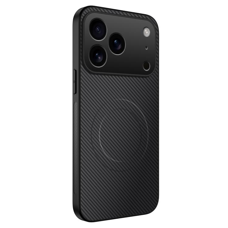 For iPhone 17 Pro WANLONFENG TQ Series Magnetic Carbon Fiber Texture PC Hybrid TPU Phone Case(Black)