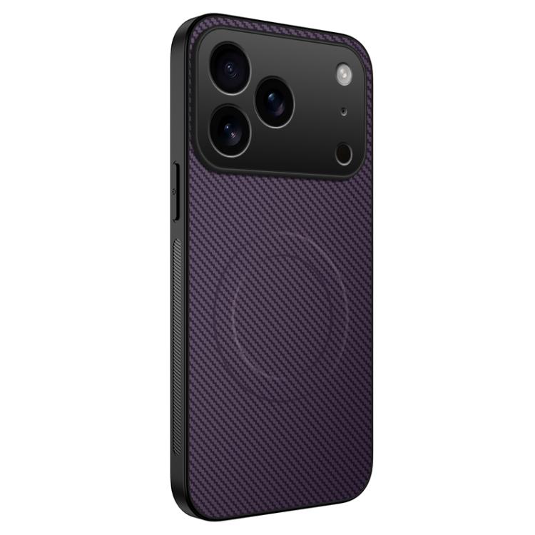 For iPhone 17 Pro WANLONFENG TQ Series Magnetic Carbon Fiber Texture PC Hybrid TPU Phone Case(Purple)