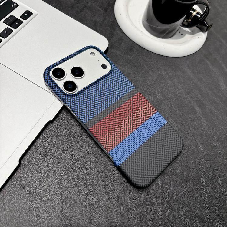 For iPhone 17 Pro Water Transfer Printing Double-sided Skin Feel Striped Magnetic PC Phone Case(Blue)