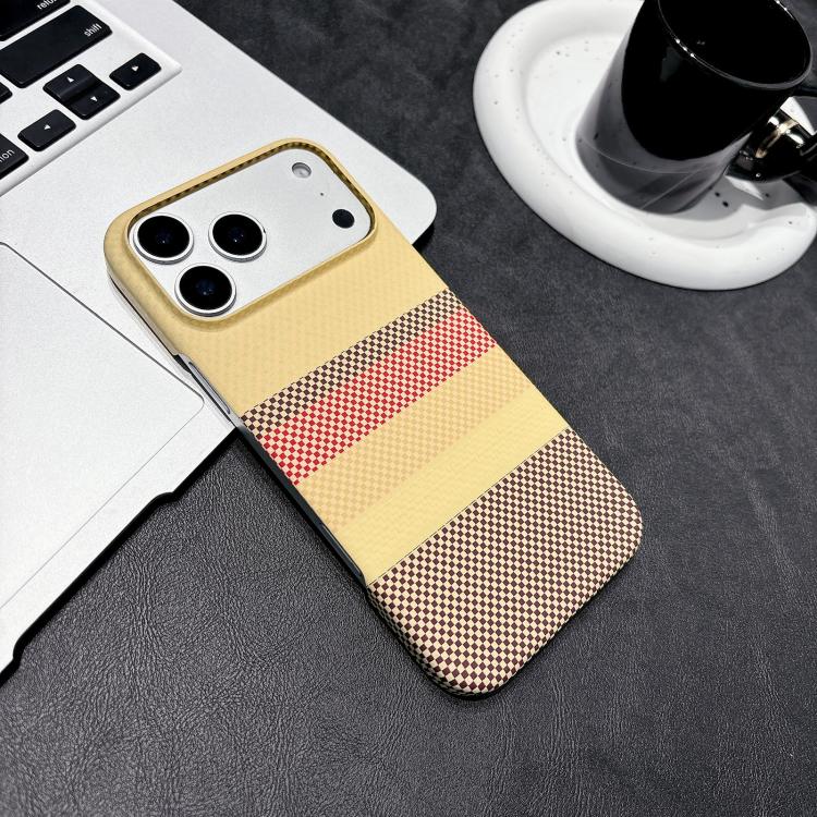 For iPhone 17 Pro Water Transfer Printing Double-sided Skin Feel Striped Magnetic PC Phone Case(Yellow)