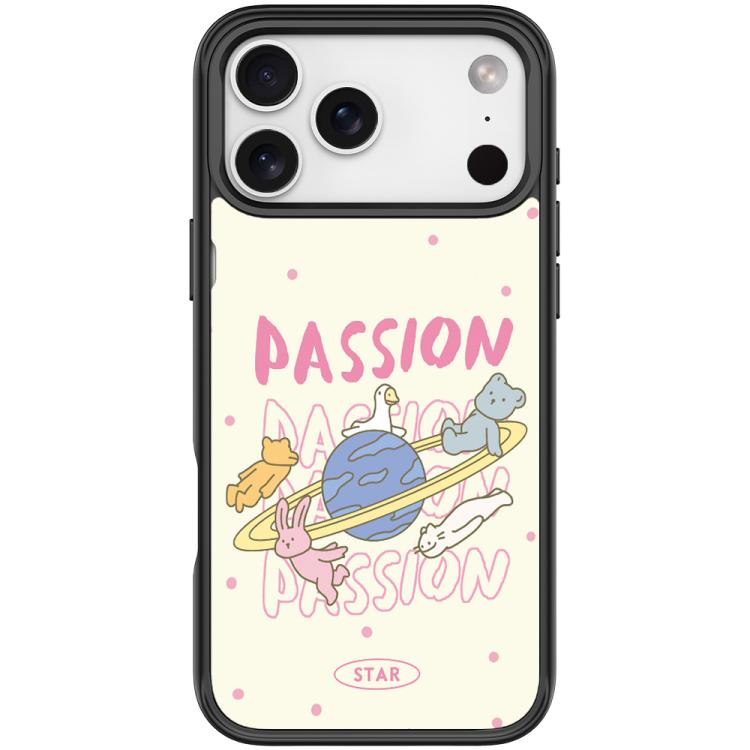 For iPhone 17 Pro White Planet Pattern Magnetic Phone Case(Black)