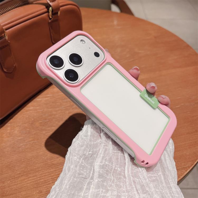 For iPhone 17 Pro Wolmtt Dual-color Candy Hollow Cooling Framed Phone Case(Pink)