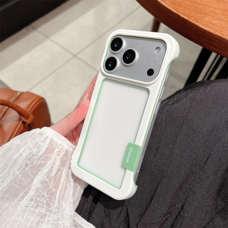 For iPhone 17 Pro Wolmtt Dual-color Candy Hollow Cooling Framed Phone Case(White)